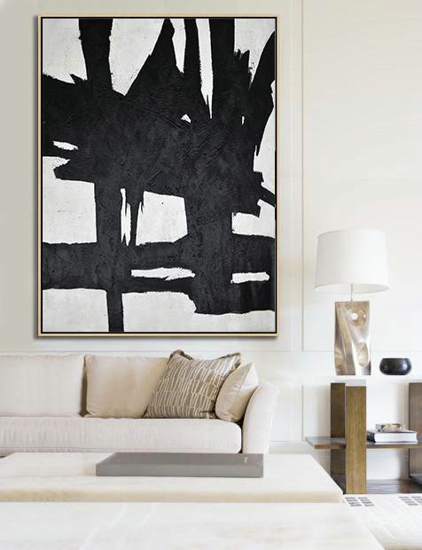 Extra Large Canvas Art,Black And White Minimal Painting On Canvas - Wall Art Ideas For Living Room